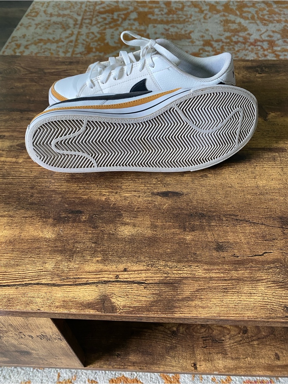 Women’s Nike Court Legacy Sneakers – White/Black/Mustard – Size 9.5 - Picture 9 of 9